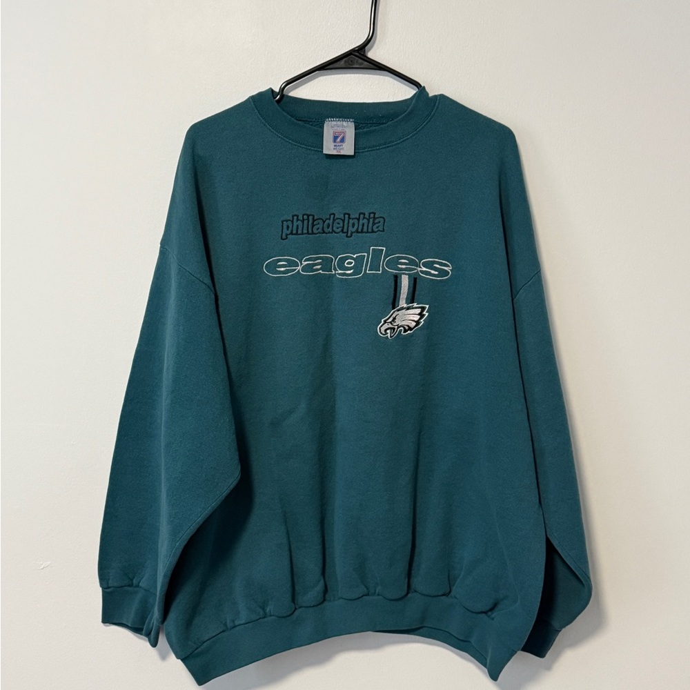 Vintage LOGO 7 Philadelphia Eagles Teal Crewneck Sweater